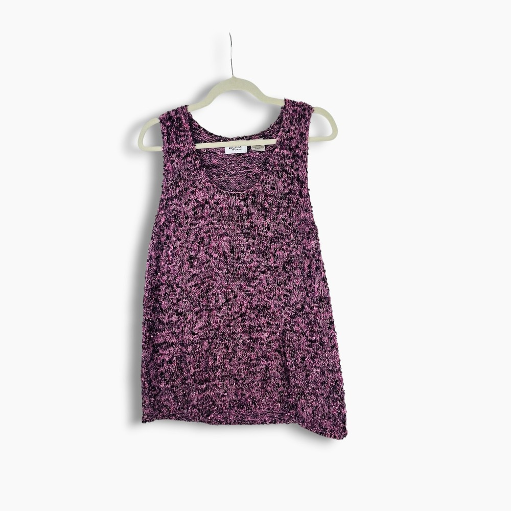 Units Woman Purple Black Space Dye Knit Sleeveless Sweater Tank Top 2X